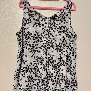 Lane Bryant Black,White,and yellow Floral Tank Top